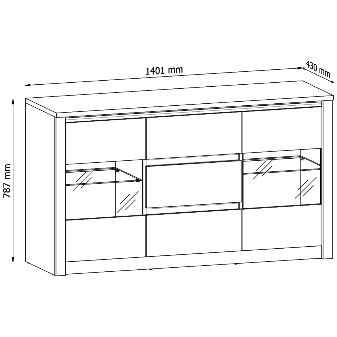 Komoda Malta 2 vrata+3 fioke 140x43x78,7 natur (artisan hrast)/bela