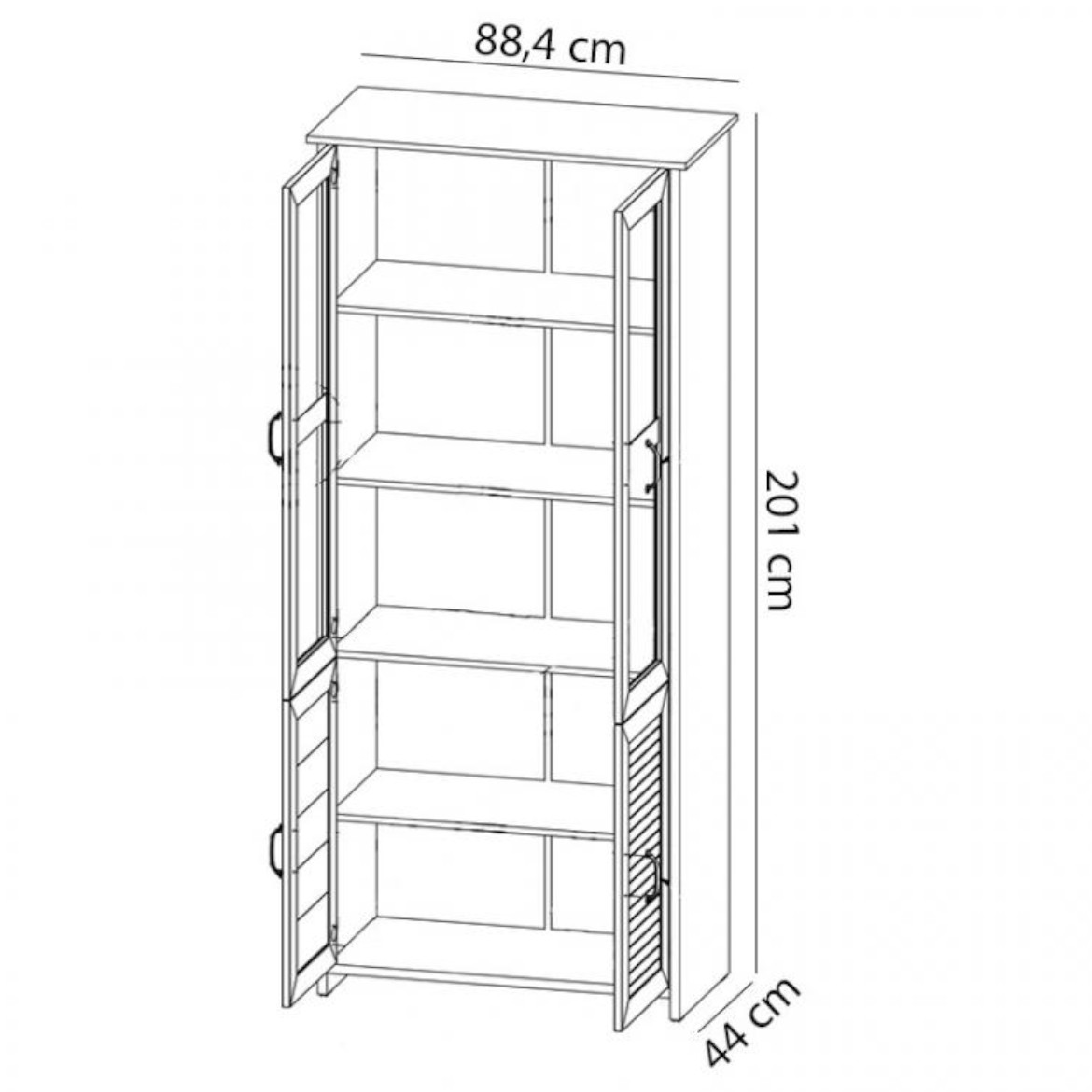 Orient vitrina 4 vrata 88,4x44x201 bela