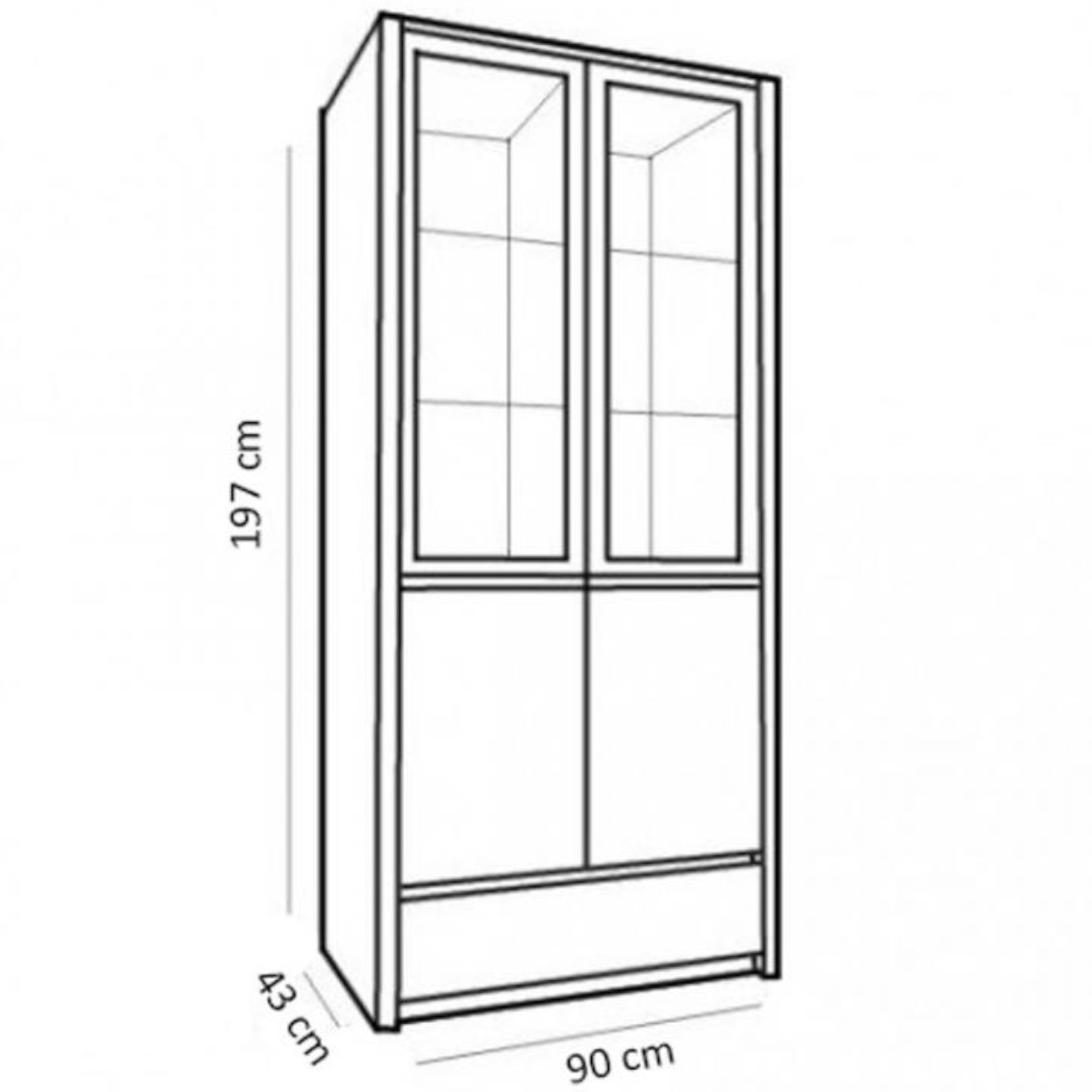 Vitrina Montana 2 vrata+1 fioka siva hrast