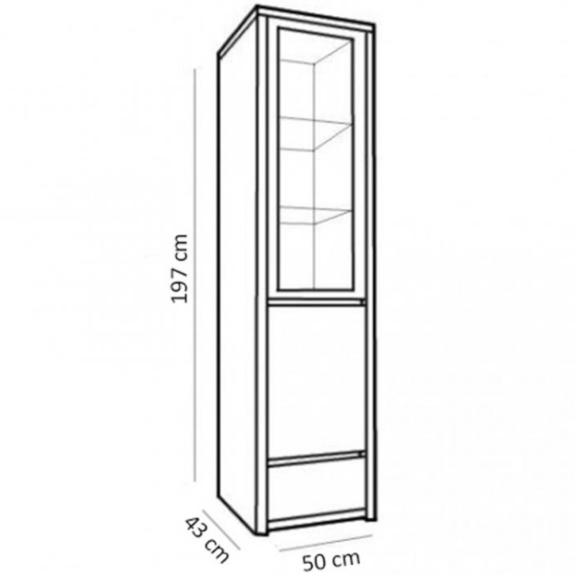 Montana vitrina 1 vrata+1 fioka 50x43x197 tamni hrast