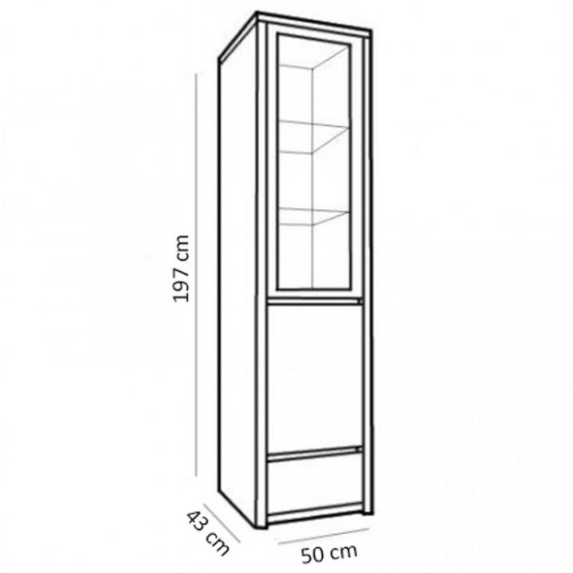 Montana vitrina 1 vrata+1 fioka 50x43x197 sivi hrast