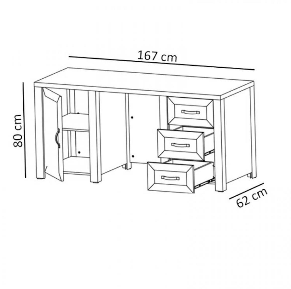 Nevada radni stol 1 vrata+3 ladice 167x62x80 cm tamni hrast