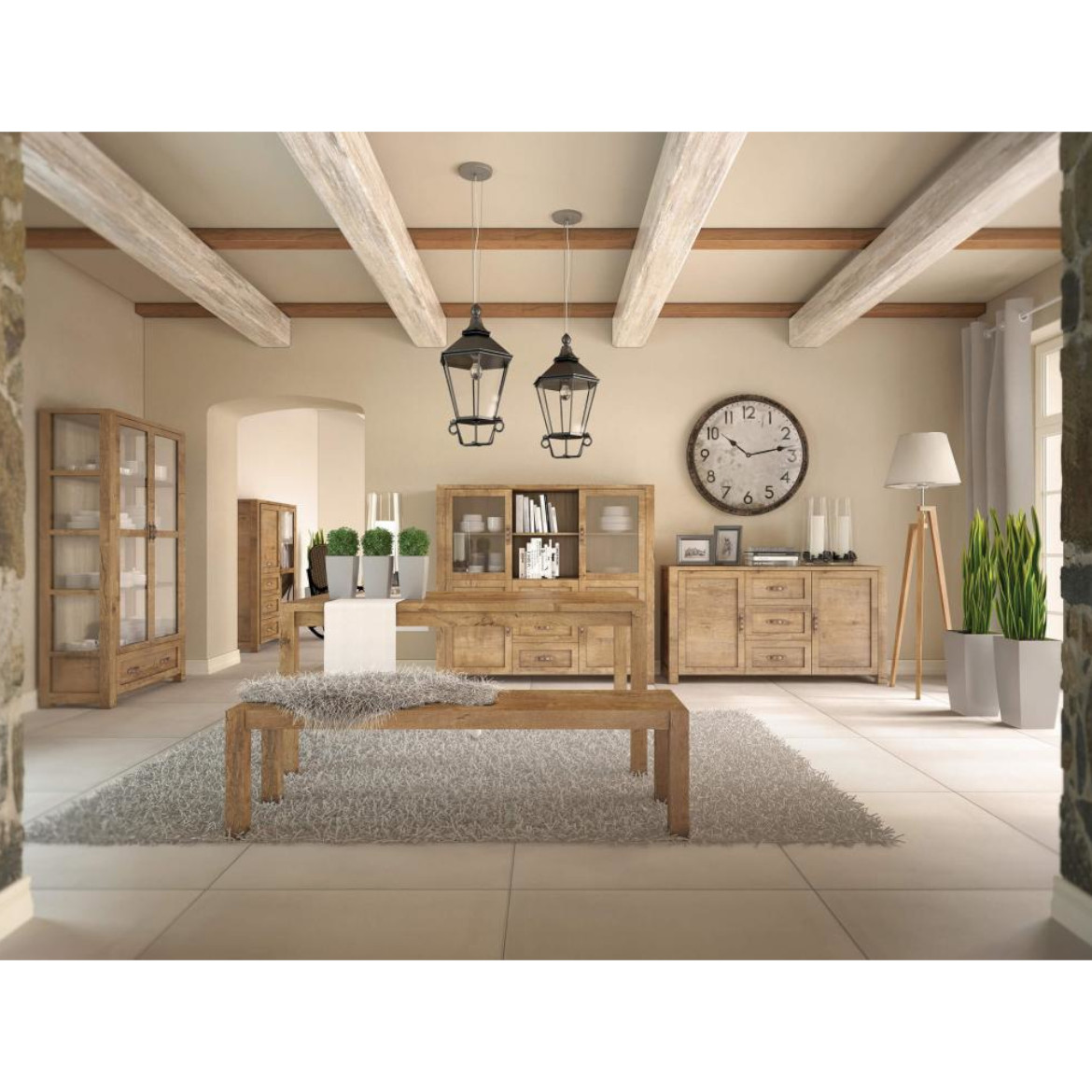 Nevada vitrina 4 vrata+3 fioke+2 police 160x44x145  tamni hrast