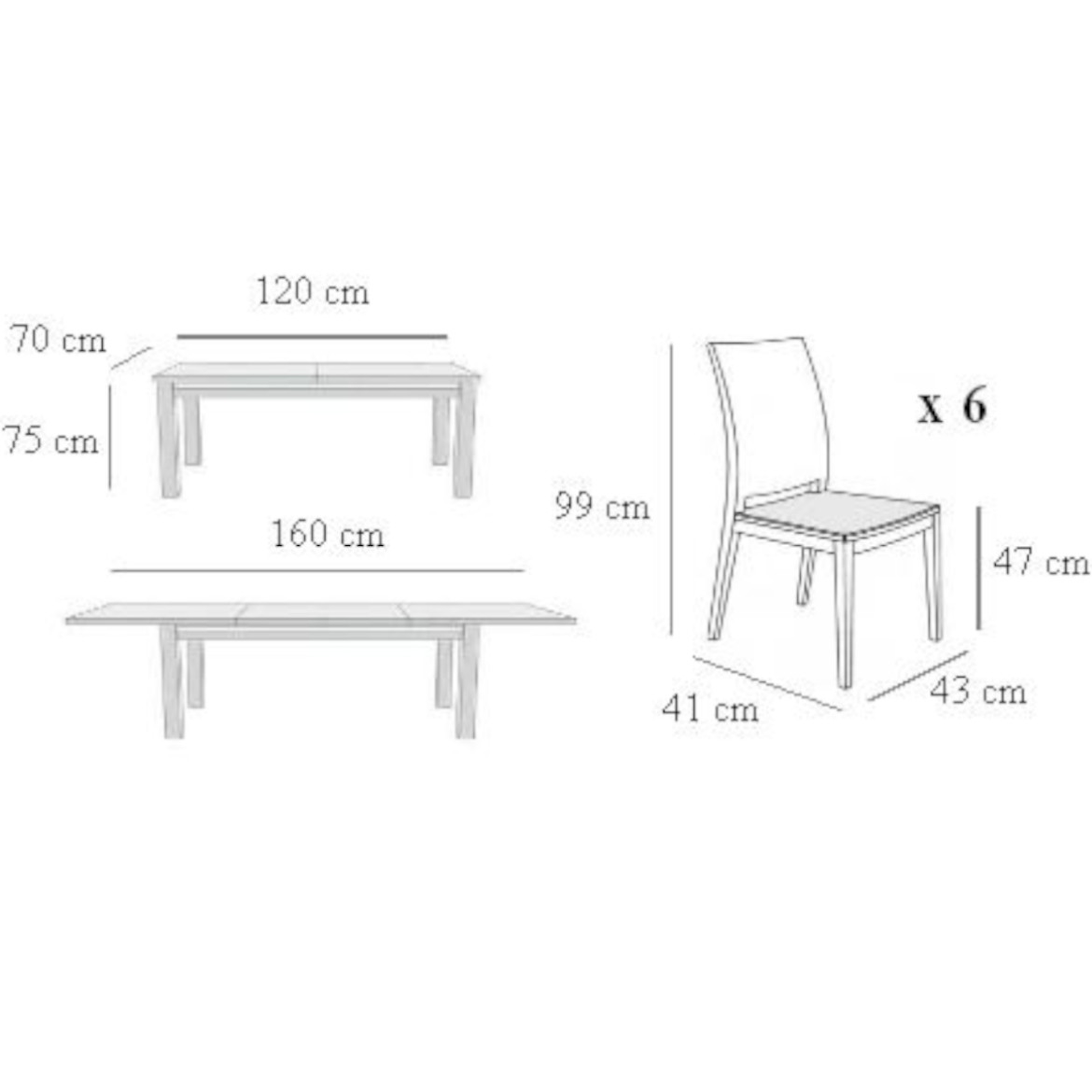 Set stolova i stolica Stefan 1 + 6 ST342 kesten KR76 BR2432 sanrise2020