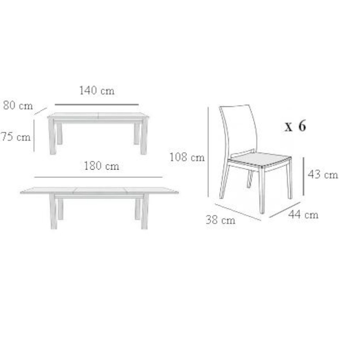 Set sto i stolice Carmen 1 + 6