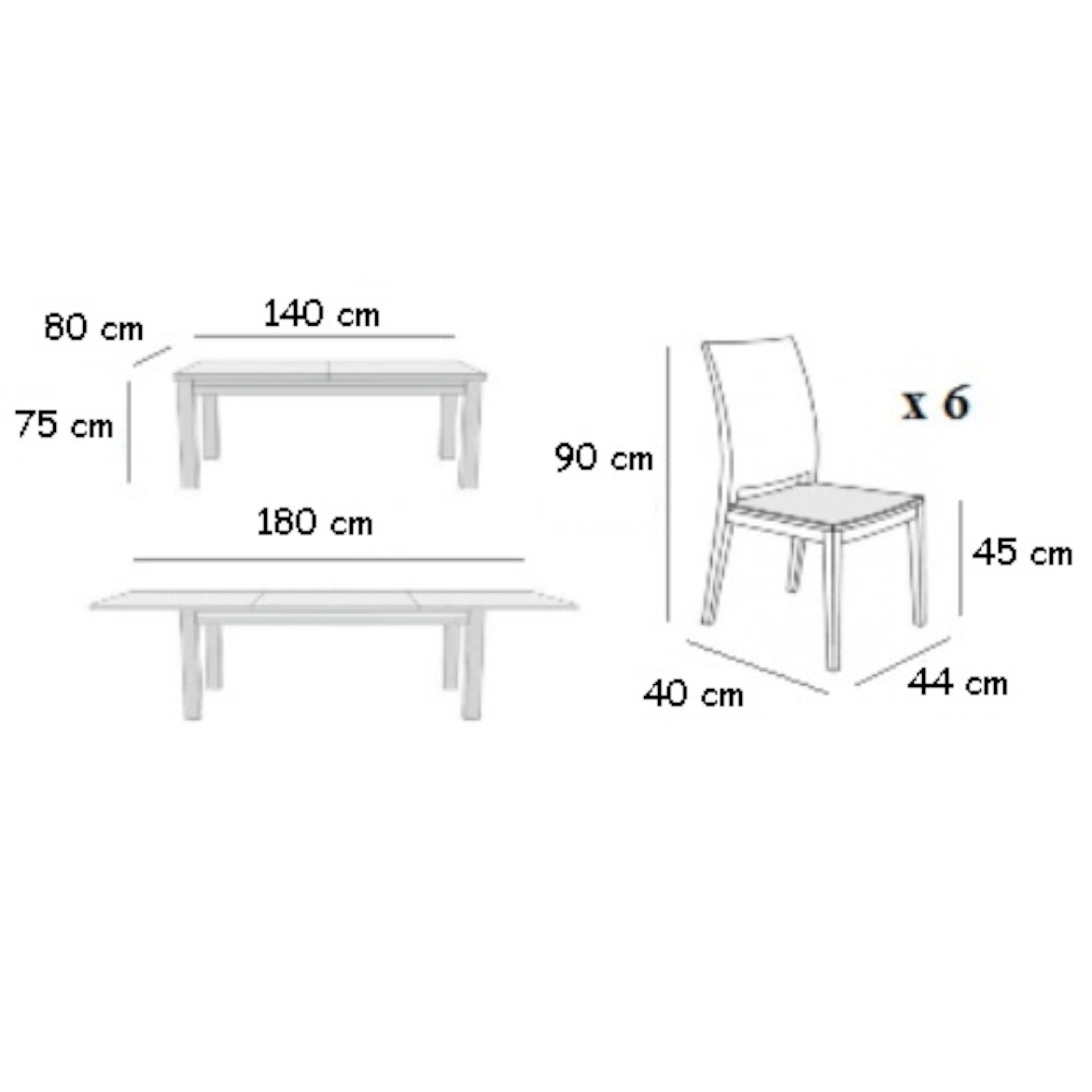 Set sto i stolice Dawid 1 + 6 ST343 140X80