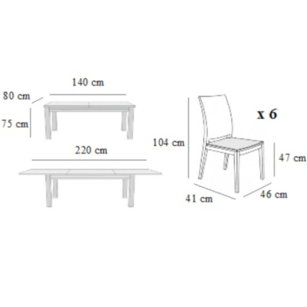 Set sto i stolice Adek 1 + 6 hrast