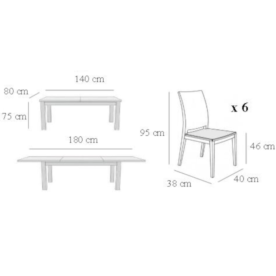 Set sto i stolice Antek 1 + 6 wenge