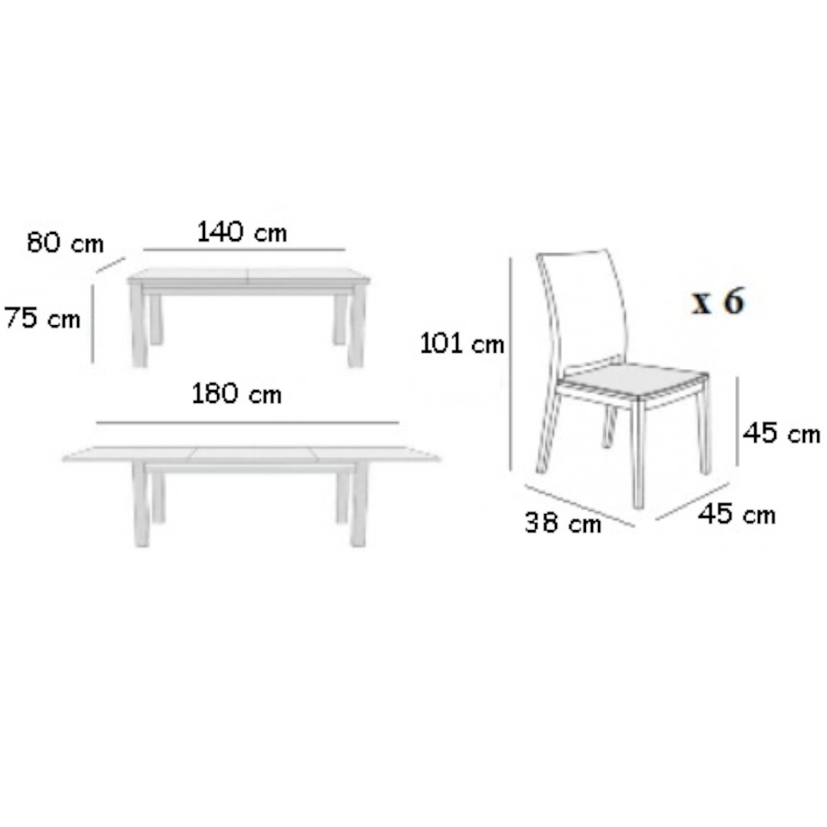 Set stolova i stolica Piotr 1 + 6, ST811, 140X80 + 40, kesten, KR P05, kesten JW-2