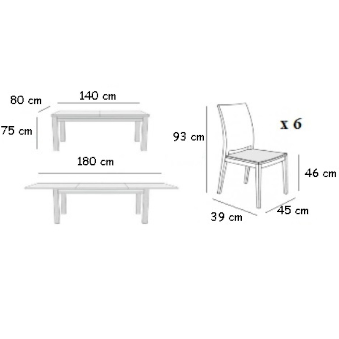 Set sto i stolice Karina 1 + 6 ST808 140X80