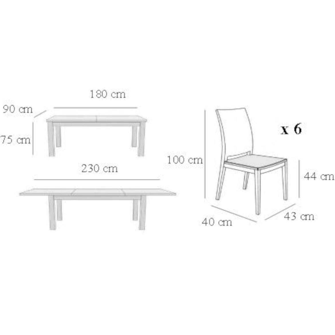 Amelia 2 set stolova i stolica