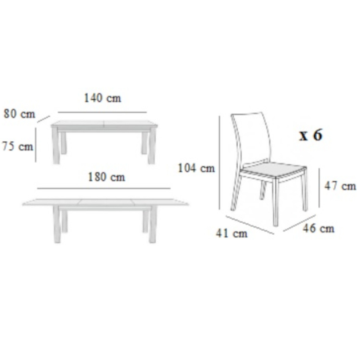 Set sto i stolice Tymon 1 + 6