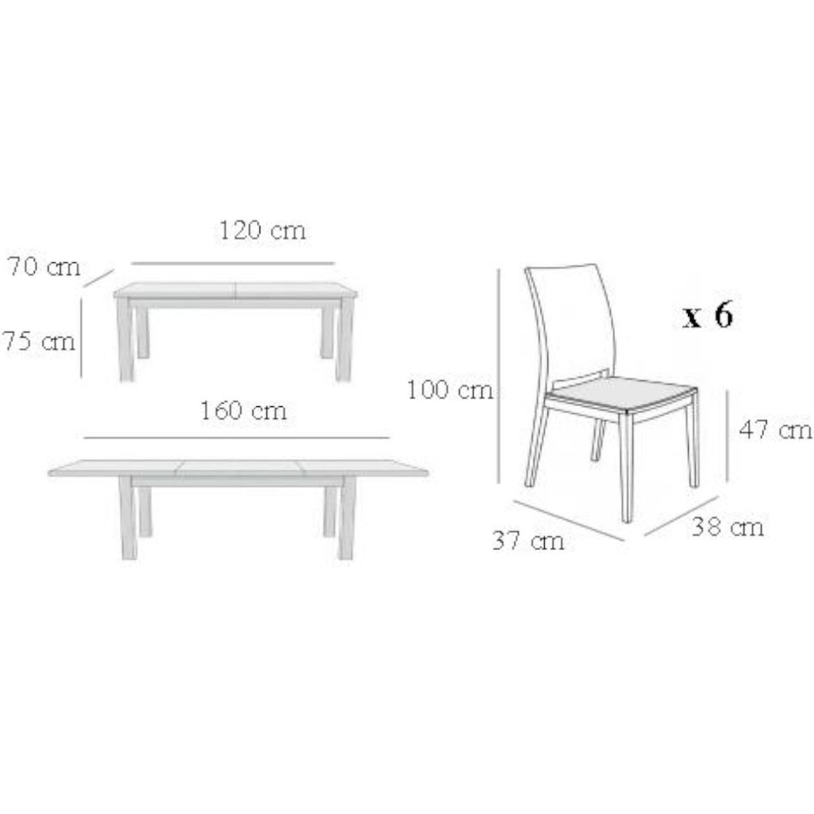 Max 2 1 + 6 set stolova i stolica