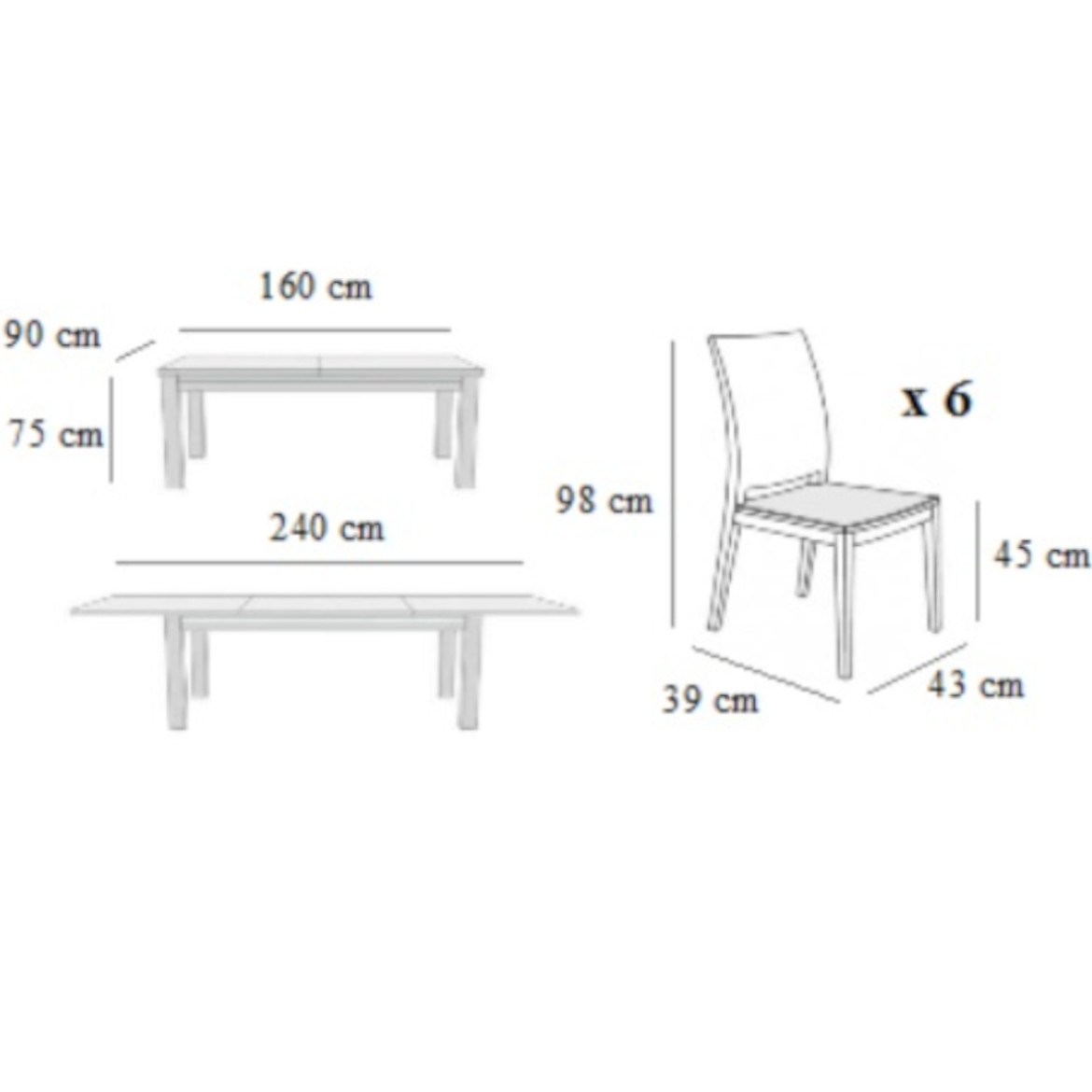 Set sto i stolice Lucek 1 + 6