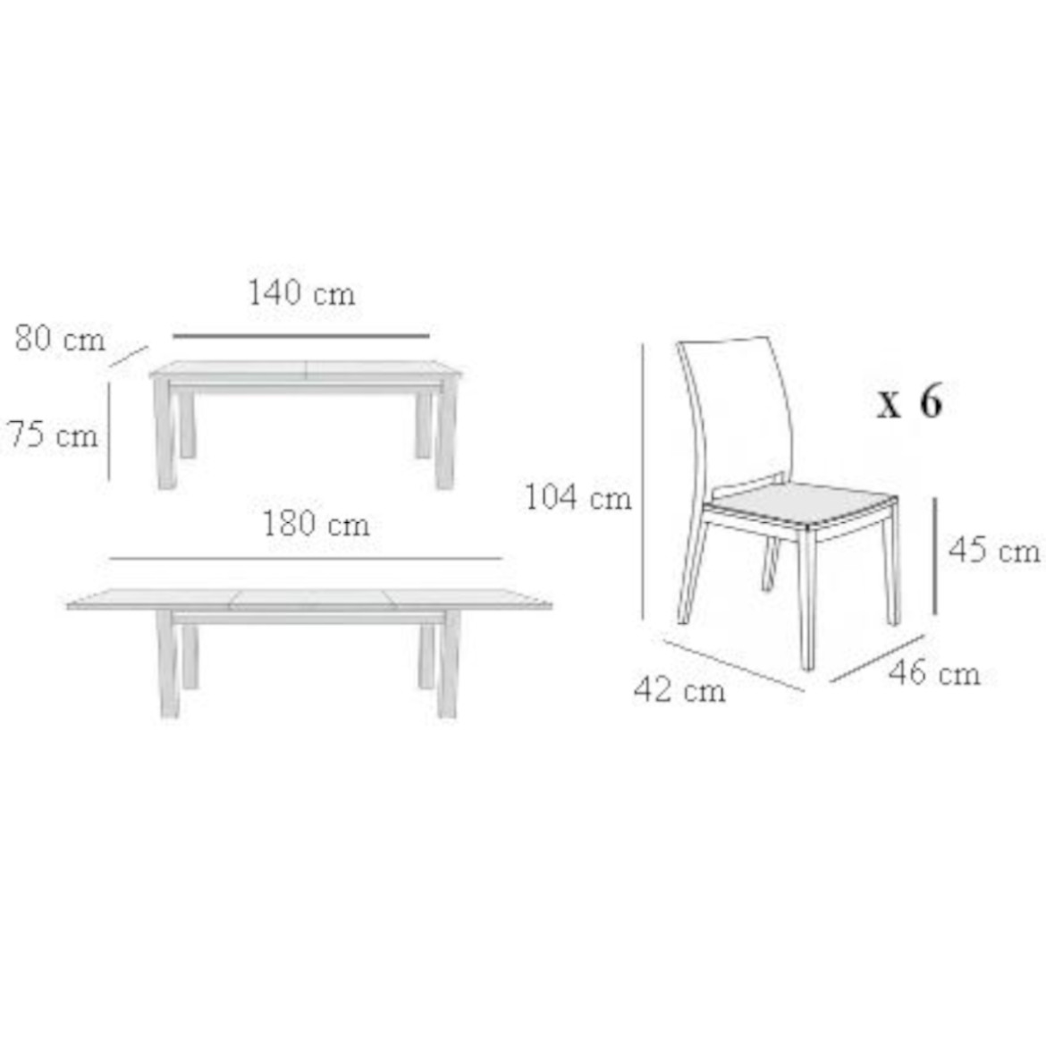 Set sto i stolice Kuba 1 + 6 hrast