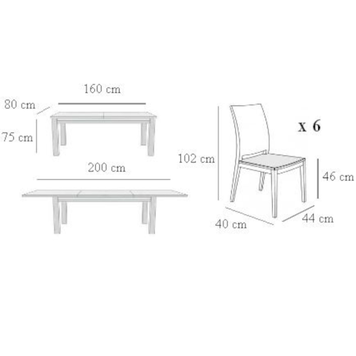 Set sto i stolice Daria 1 + 6 rusticni