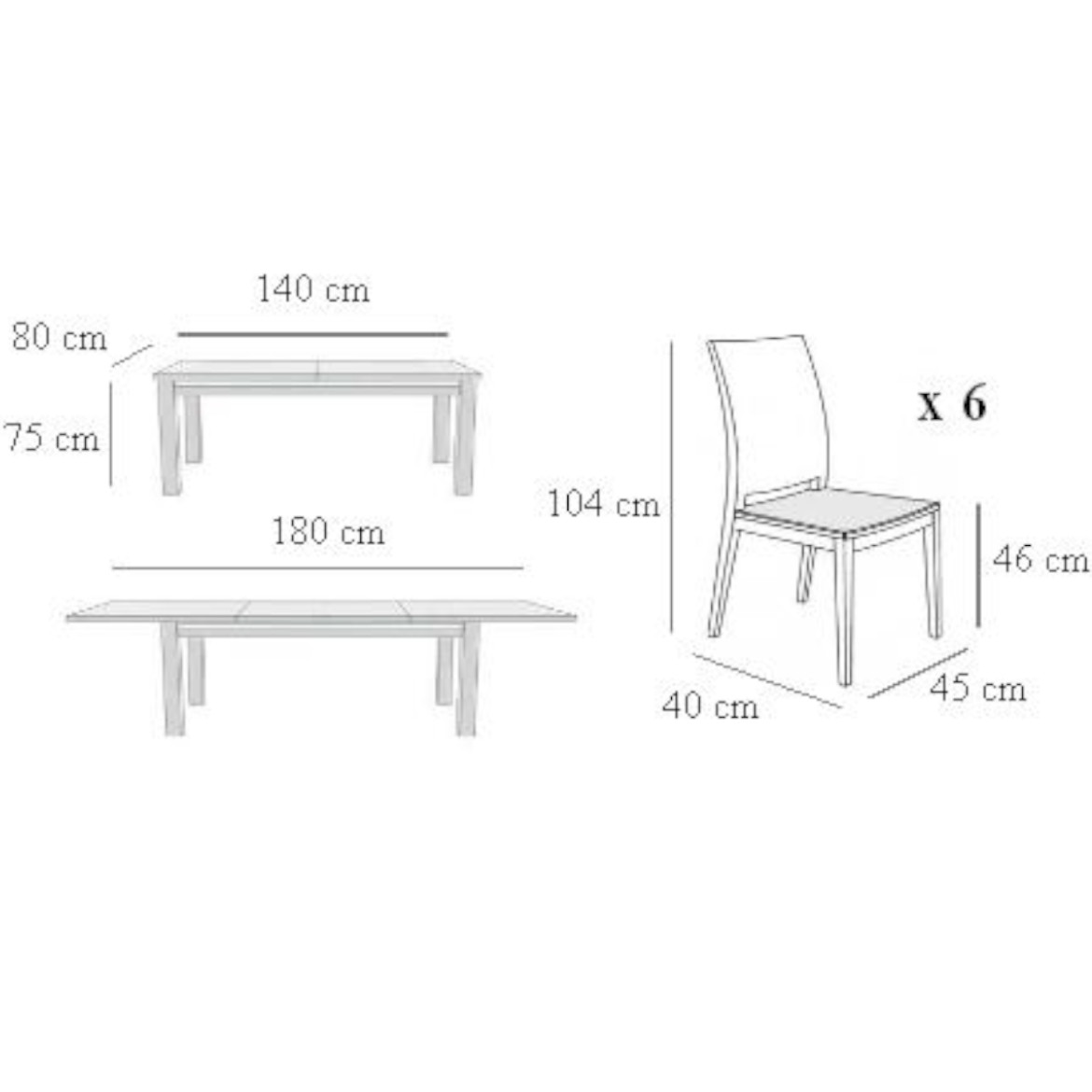 Set sto i stolice Ludwik 1 + 6