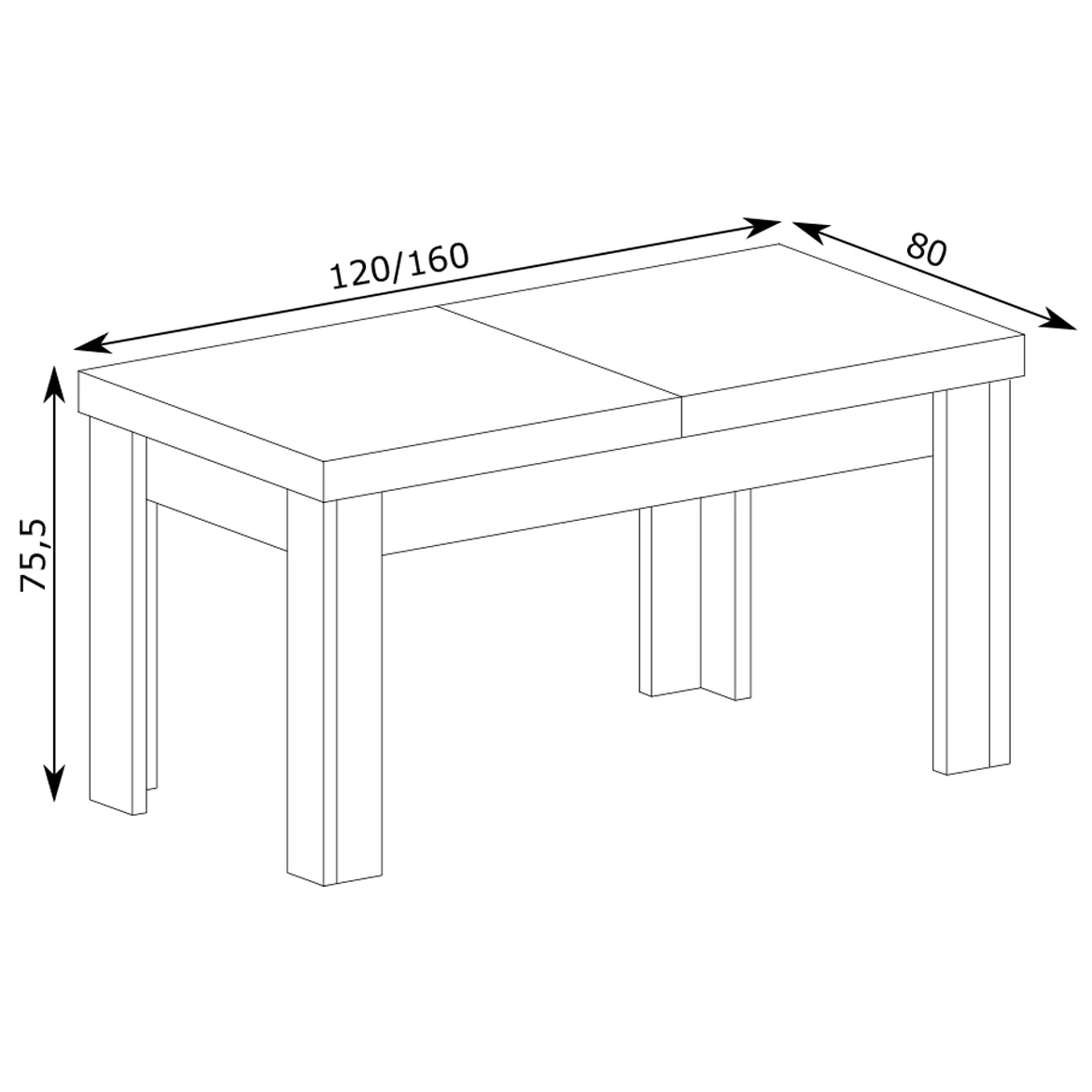Tadeusz sto 120(160)x80 tamni hrast