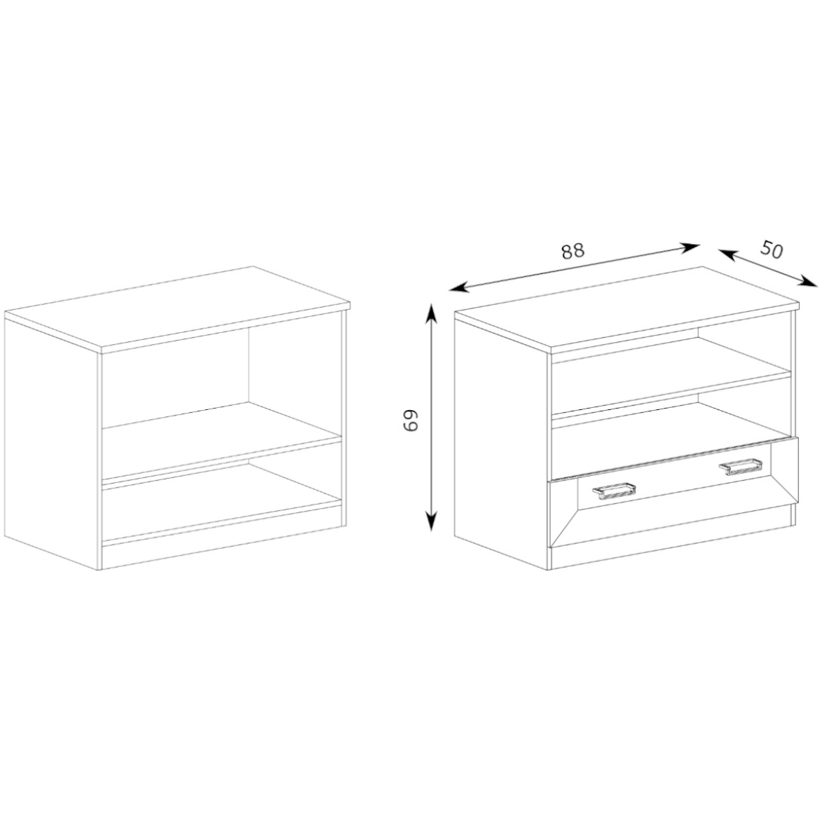 Tadeusz TV komoda 1 fioka+1 polica 88x50x69 tamni hrast