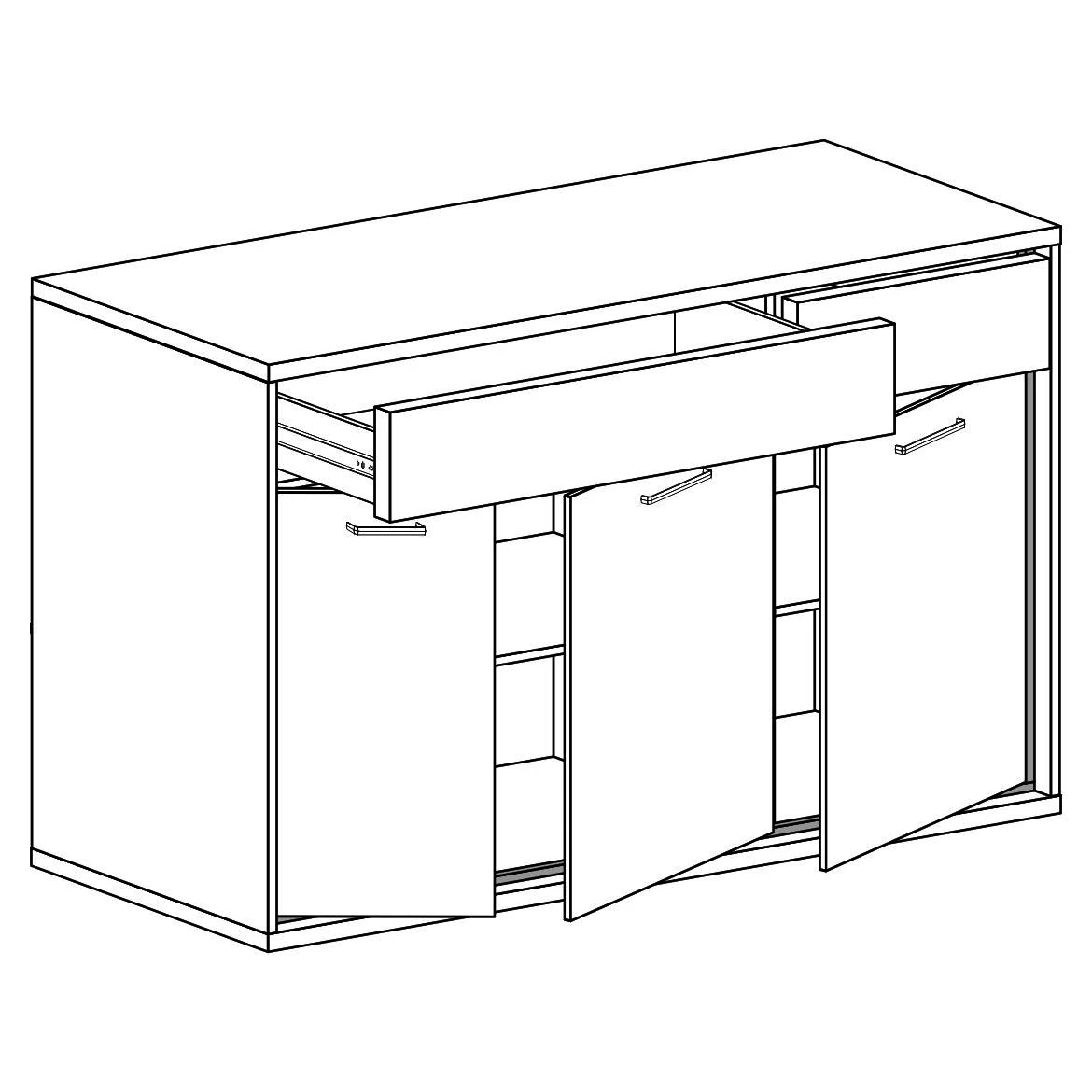 Komoda Mediolan 2 fioke + 3 vrata 135x41x101natur