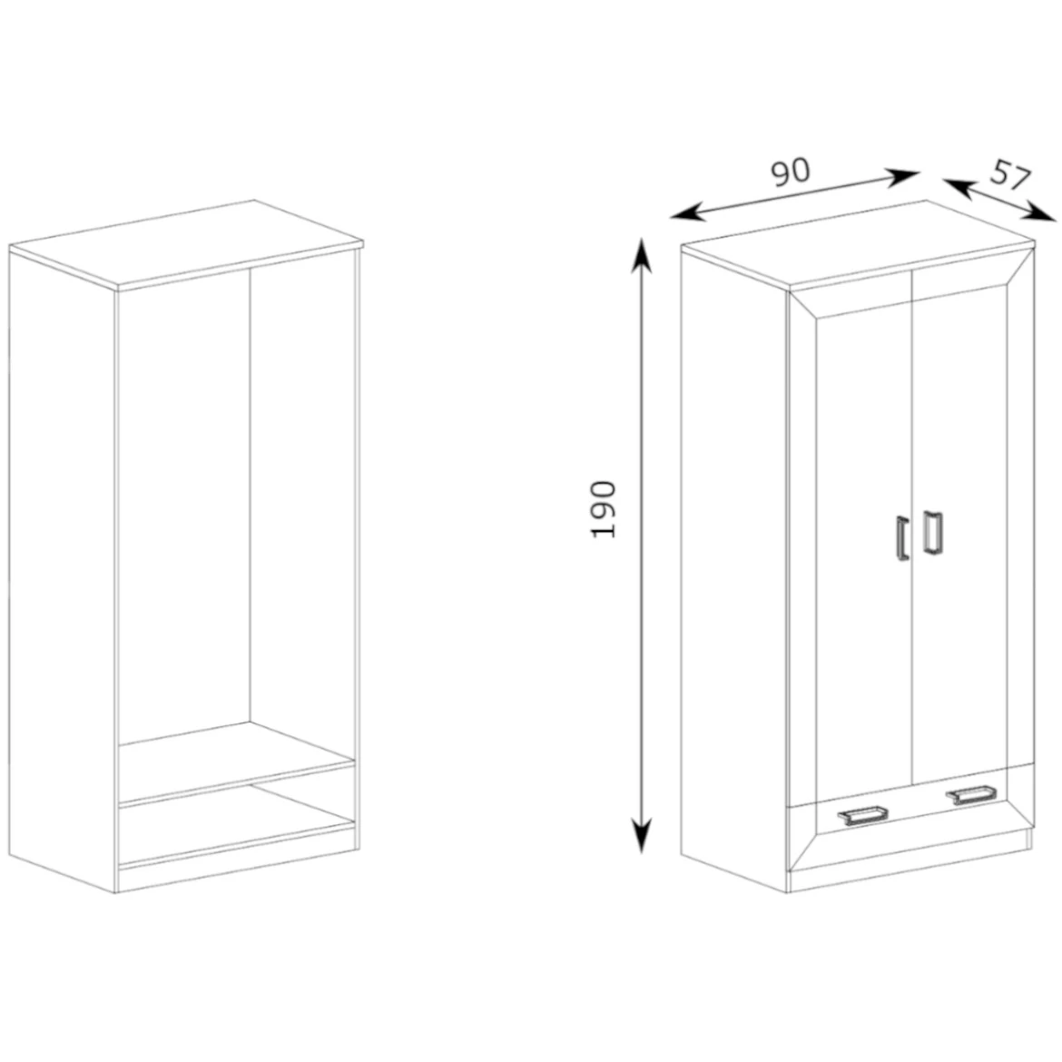 Tadeusz ormar 2 vrata+1 fioka 90x57x190 tamni hrast