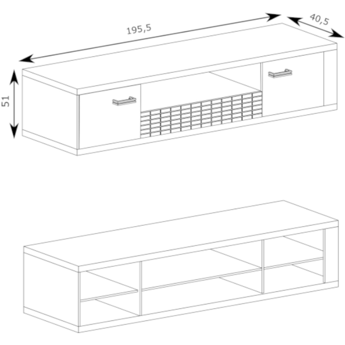 Natural TV komoda 2 vrata+1 fioka 195,5x40,5x51  natur