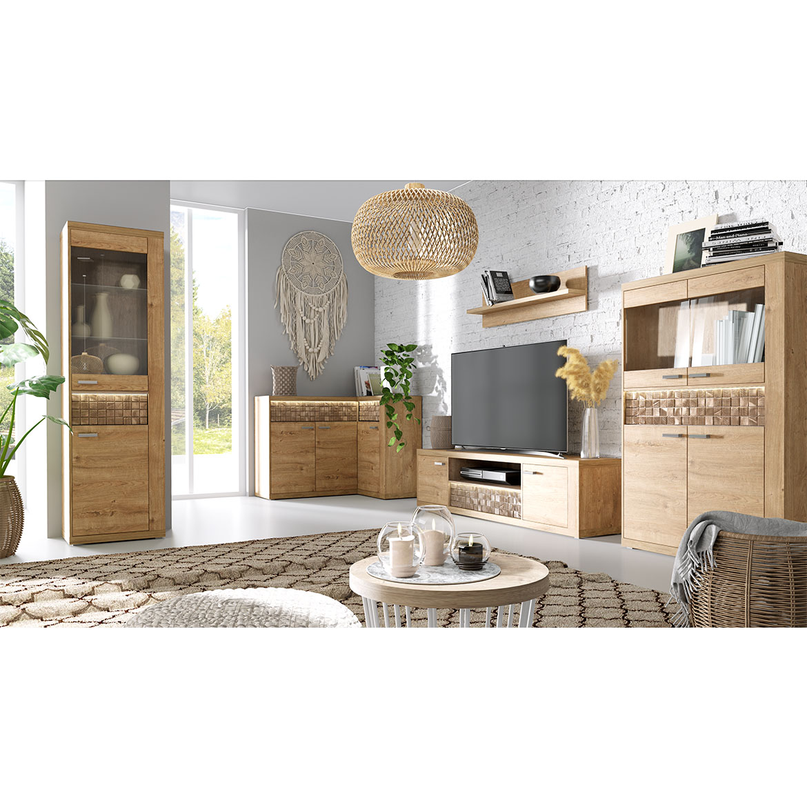 Natural TV komoda 2 vrata+1 fioka 195,5x40,5x51  natur