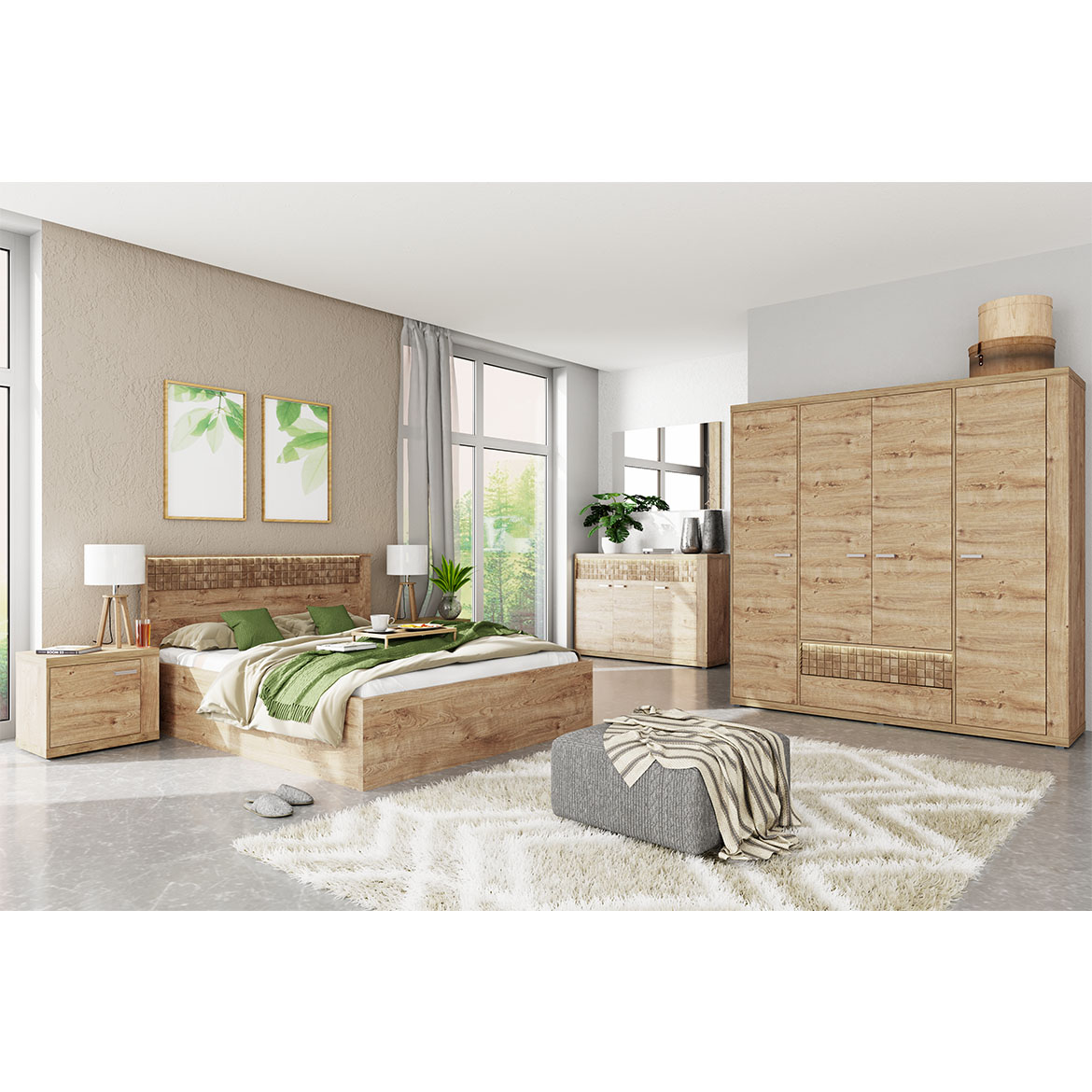 Natural TV komoda 2 vrata+1 fioka 195,5x40,5x51  natur