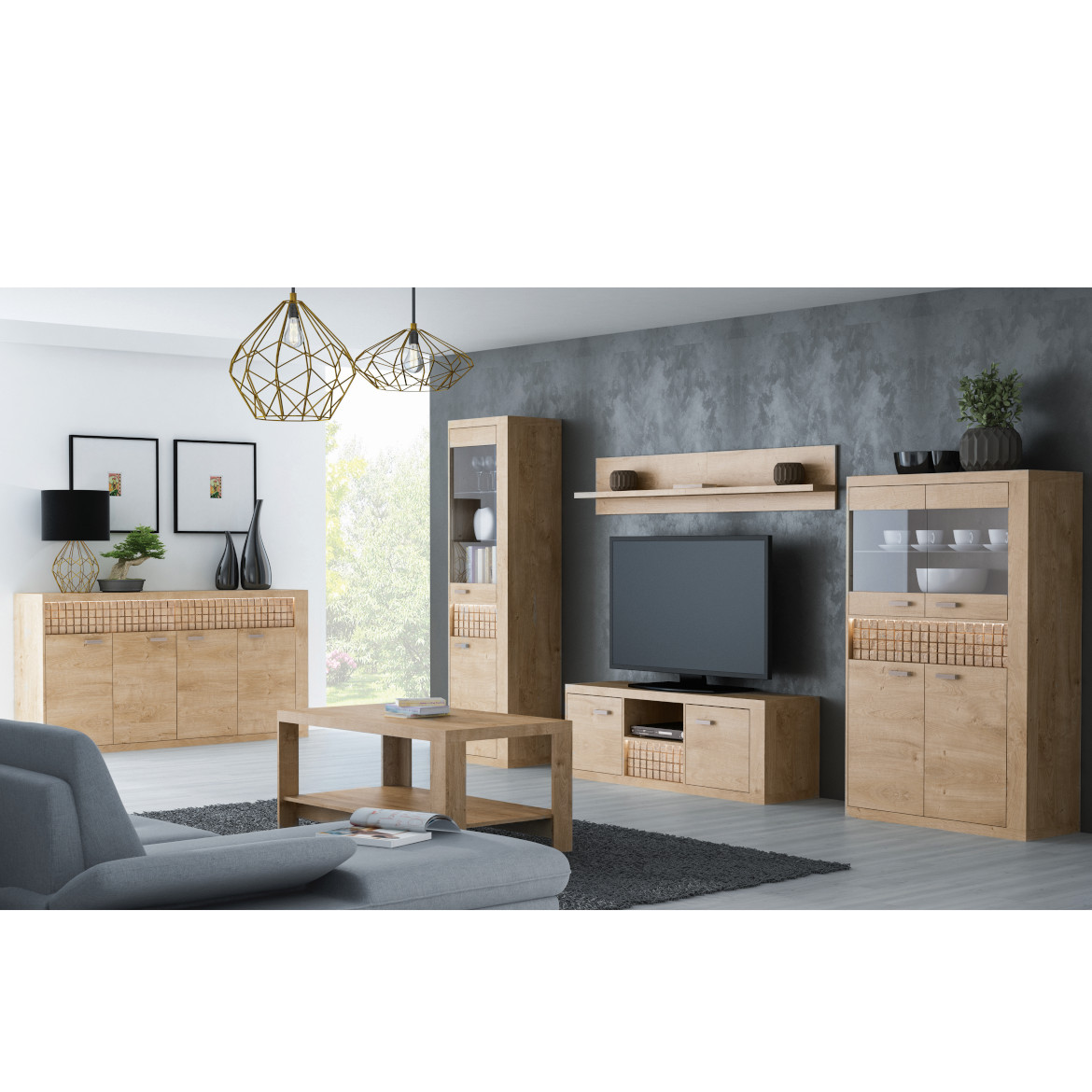 Natural TV komoda 2 vrata+1 fioka 195,5x40,5x51  natur
