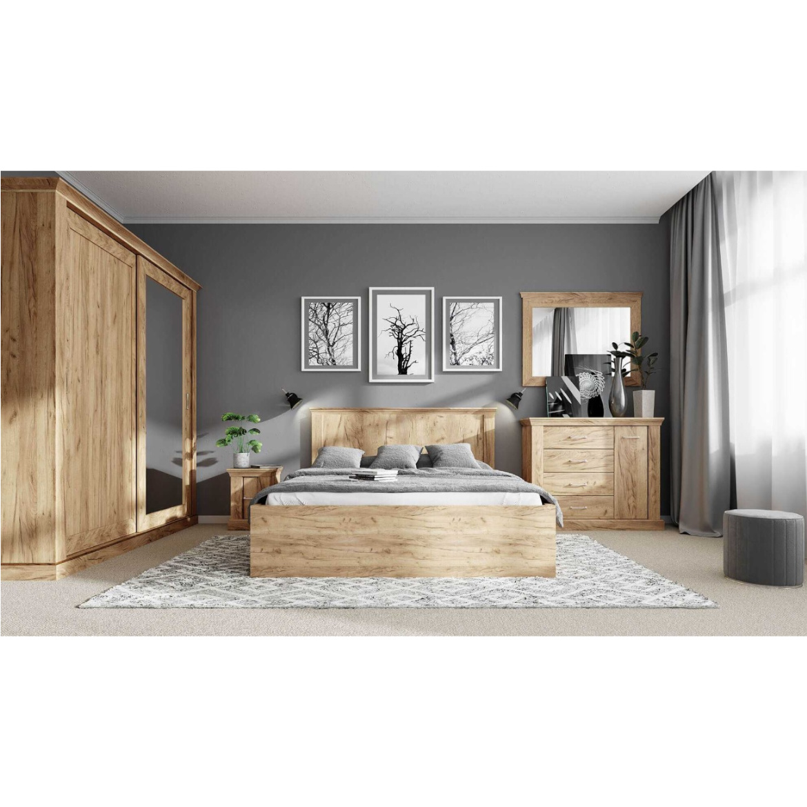 Ormar Antica 2 vrata 183x68x220 kraft zlatna/ogledalo