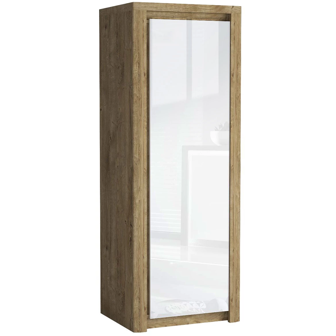 Ormar Livinio 1 vrata svetli hrast/bela visoki sjaj