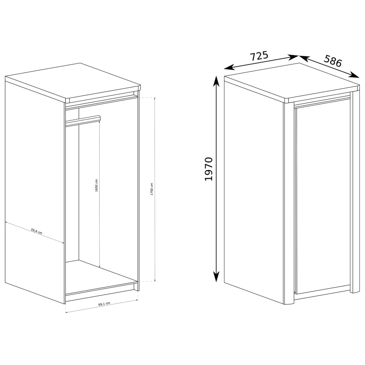 Ormar Livinio 1 vrata svetli hrast/bela visoki sjaj