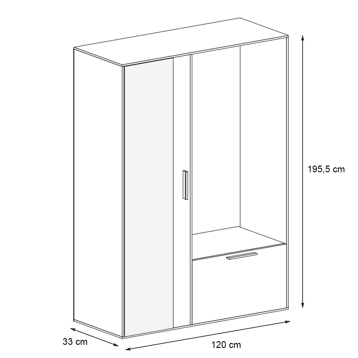 Bis predsoblje 2 vrata 120x33x195,5 cm belo