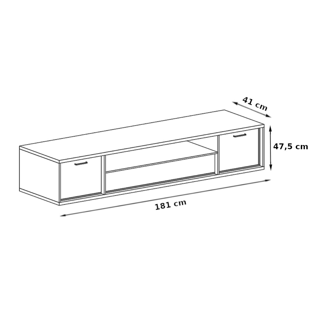 Mediolan TV komoda 2 vrata + 1 fioka 181x41x48 natur