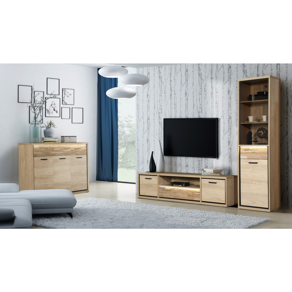 Mediolan TV komoda 2 vrata + 1 fioka 139x41x48 natur