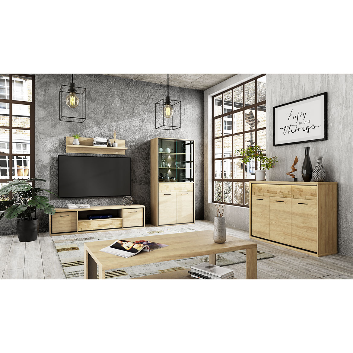 Mediolan TV komoda 2 vrata + 1 fioka 139x41x48 natur