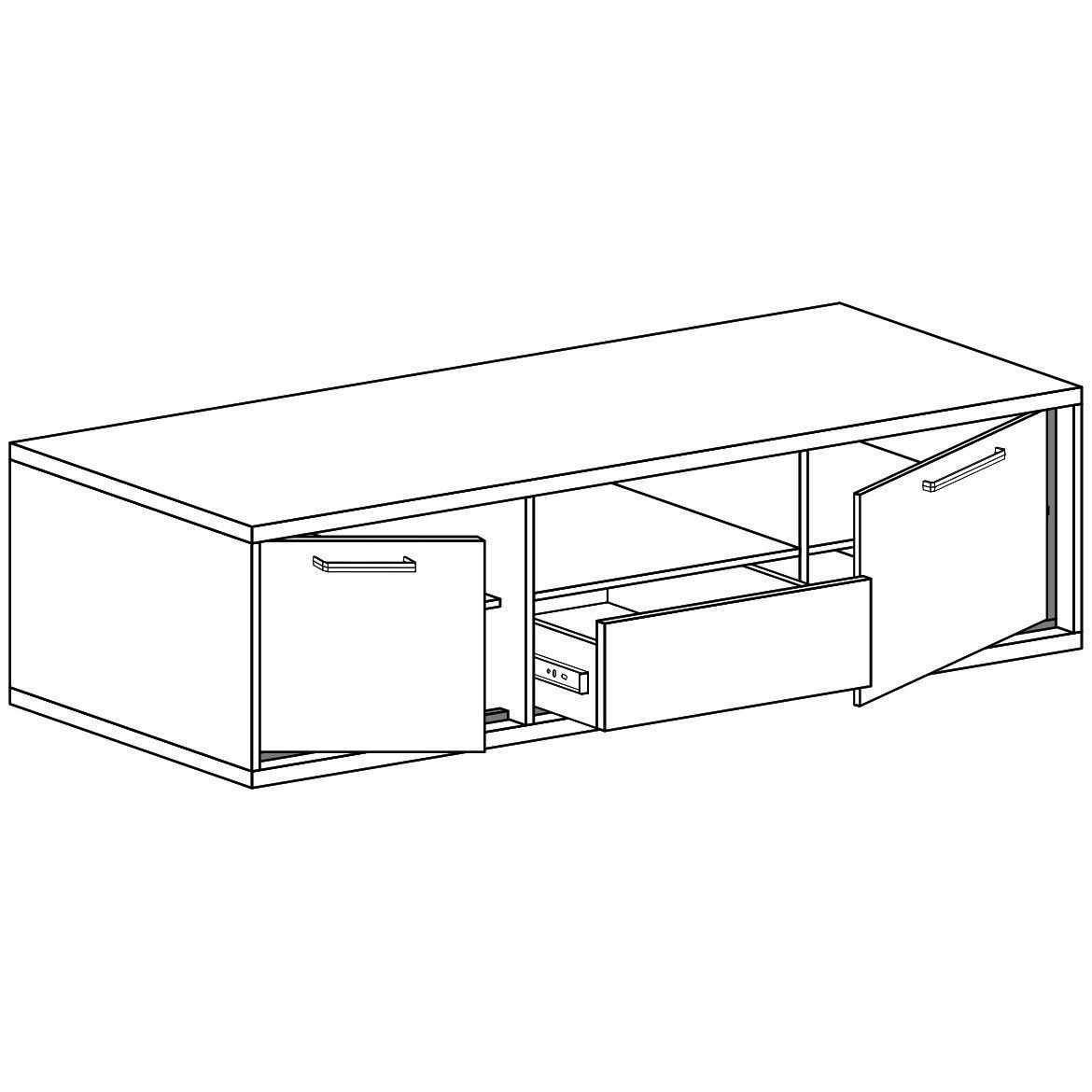 Mediolan TV komoda 2 vrata + 1 fioka 139x41x48 natur