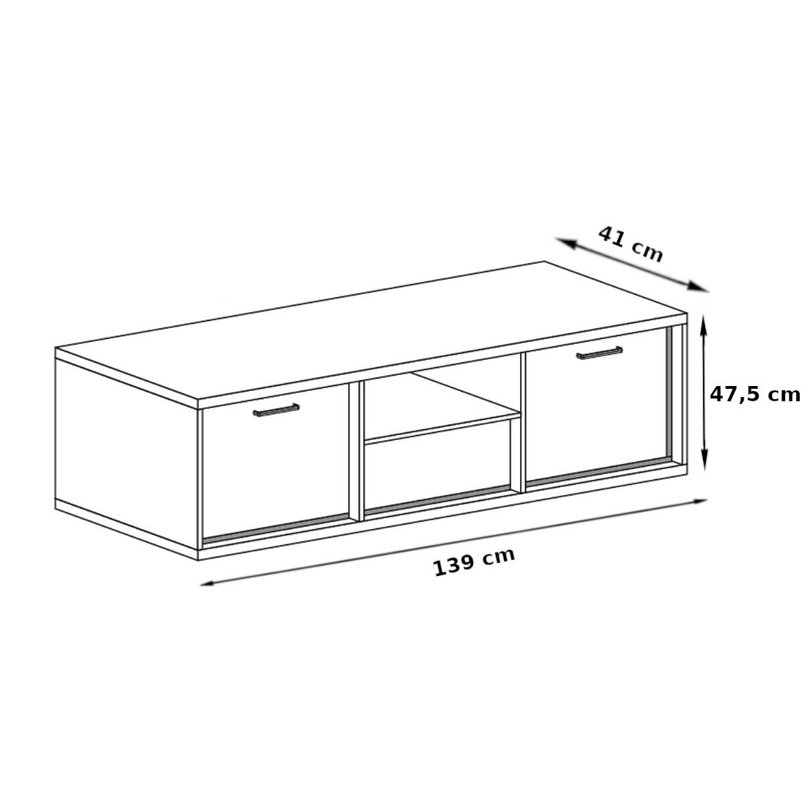 Mediolan TV komoda 2 vrata + 1 fioka 139x41x48 natur