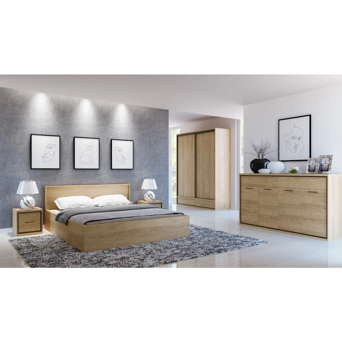 Mediolan komoda 4 vrata+2 fioke 177,2x41x101 natur