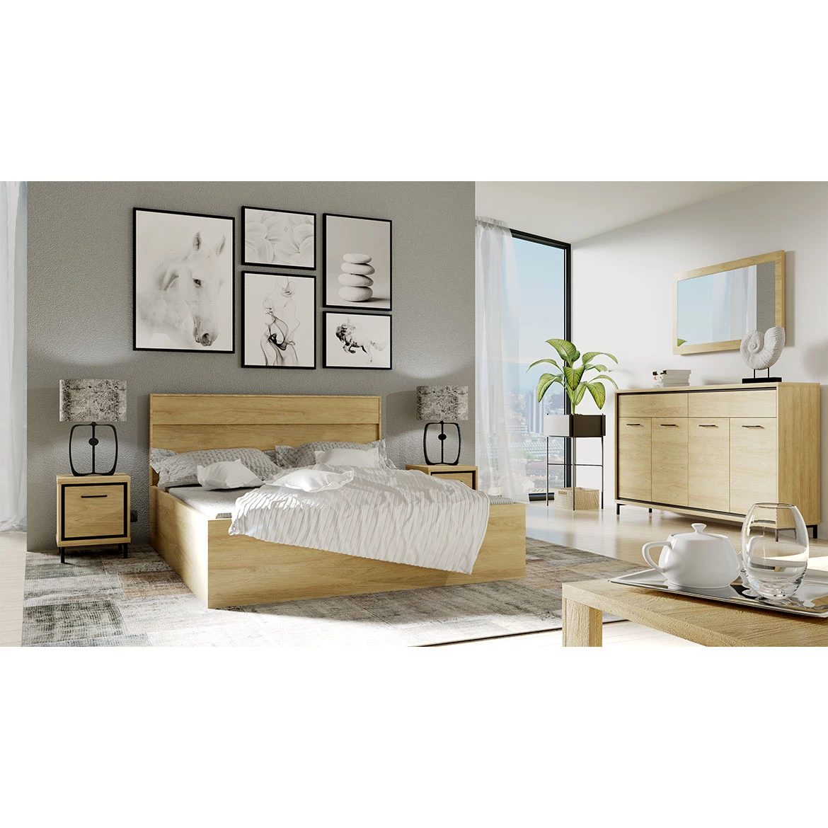 Mediolan komoda 4 vrata+2 fioke 177,2x41x101 natur