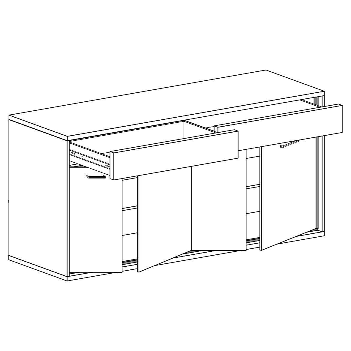 Mediolan komoda 4 vrata+2 fioke 177,2x41x101 natur