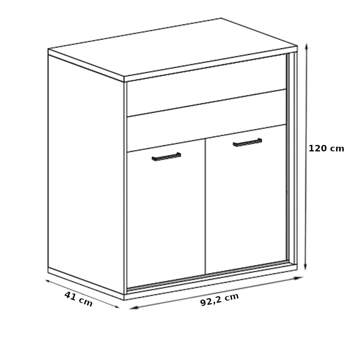 Mediolan komoda 2 vrata + 2 fioke 92,2x41x120  natur