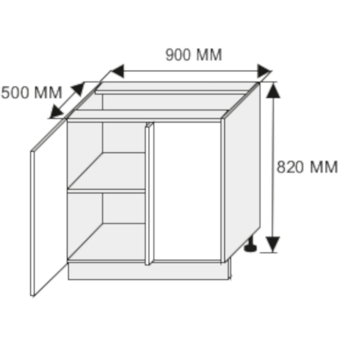 Quantum D13u kuhinjski element 1 vrata 90x50x82 cm bež/braon