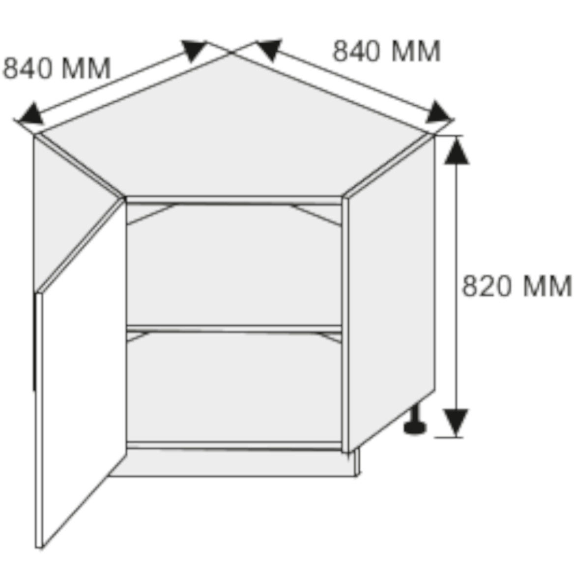 Quantum D12r / 90  kuhinjski element 1 vrata 84x84x82 cm vanilija/braon