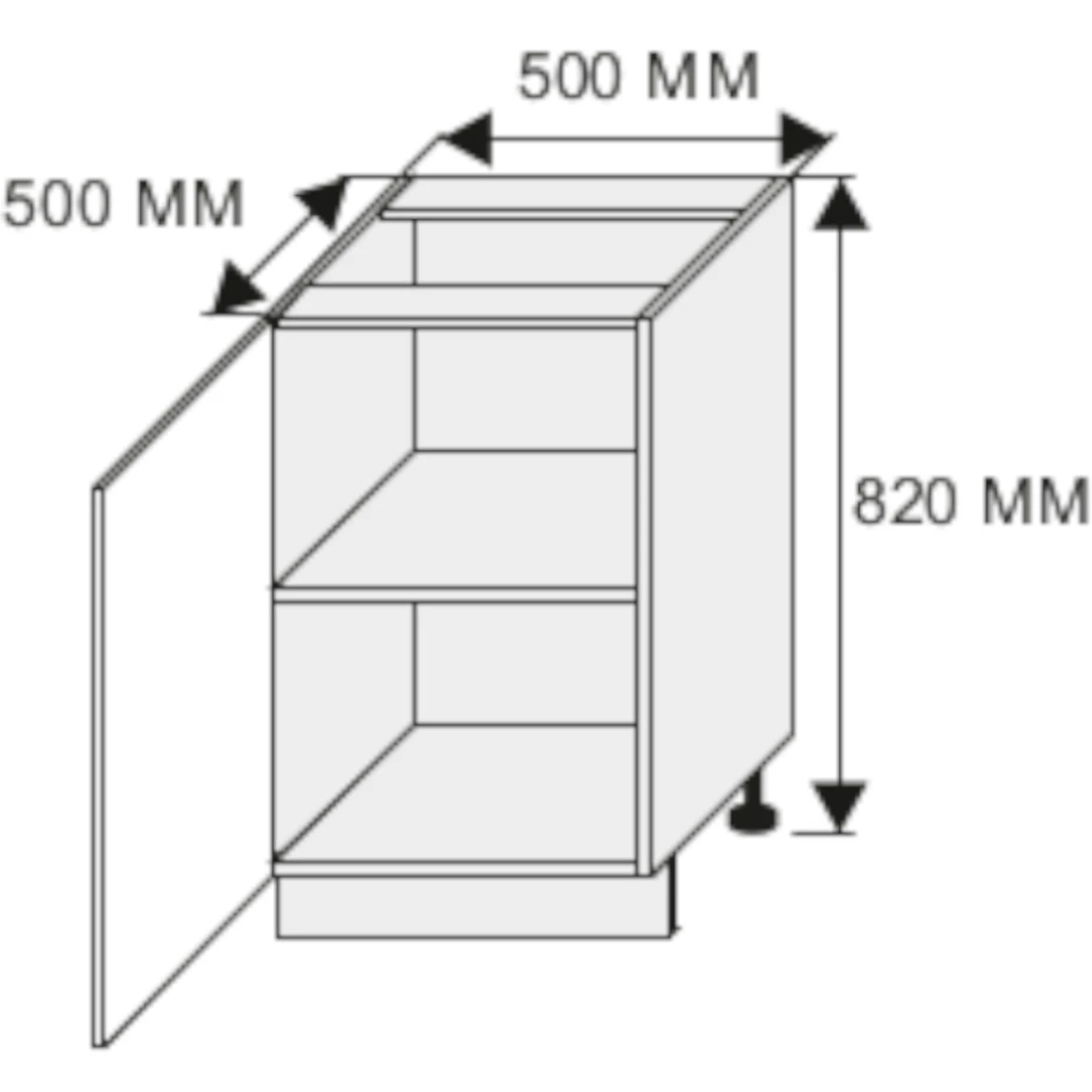 Kuhinjski element Emporium 1 vrata 50cm siva/bela