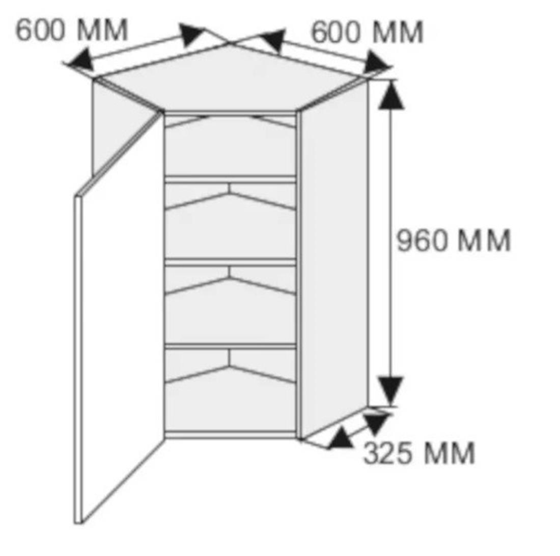 Kuhinjski element Emporium gornji ugaoni W4 60cm 1 vrata svetlo siva/bela