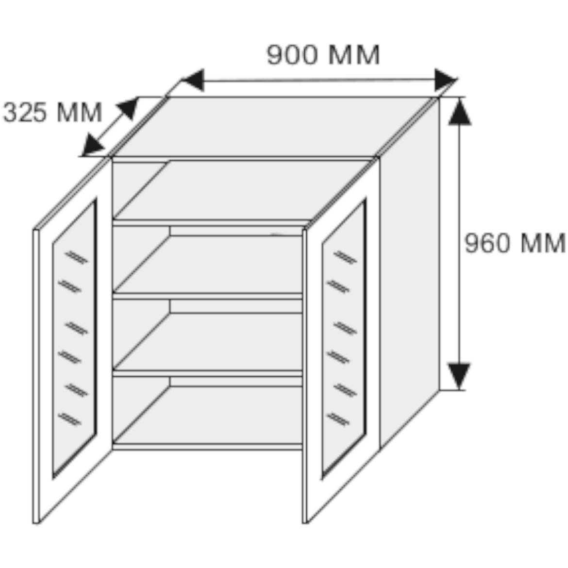 Kuhinjski element Emporium gornji W4S 90cm 2 vrata svetlo siva/bela