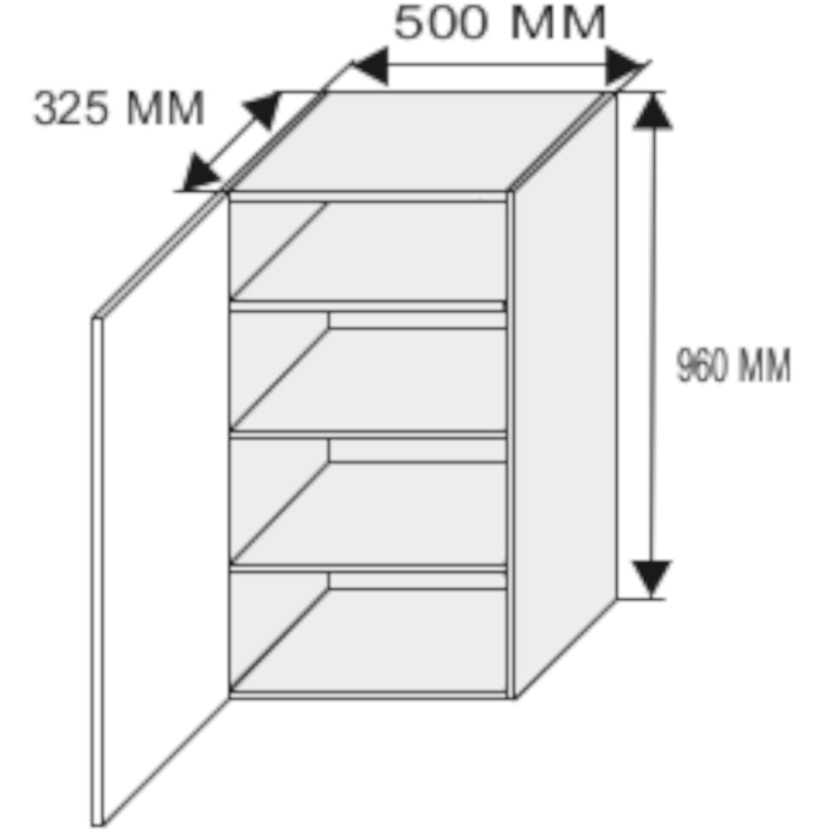 Kuhinjski element Emporium gornji W4 50cm 1 vrata svetlo siva/bela