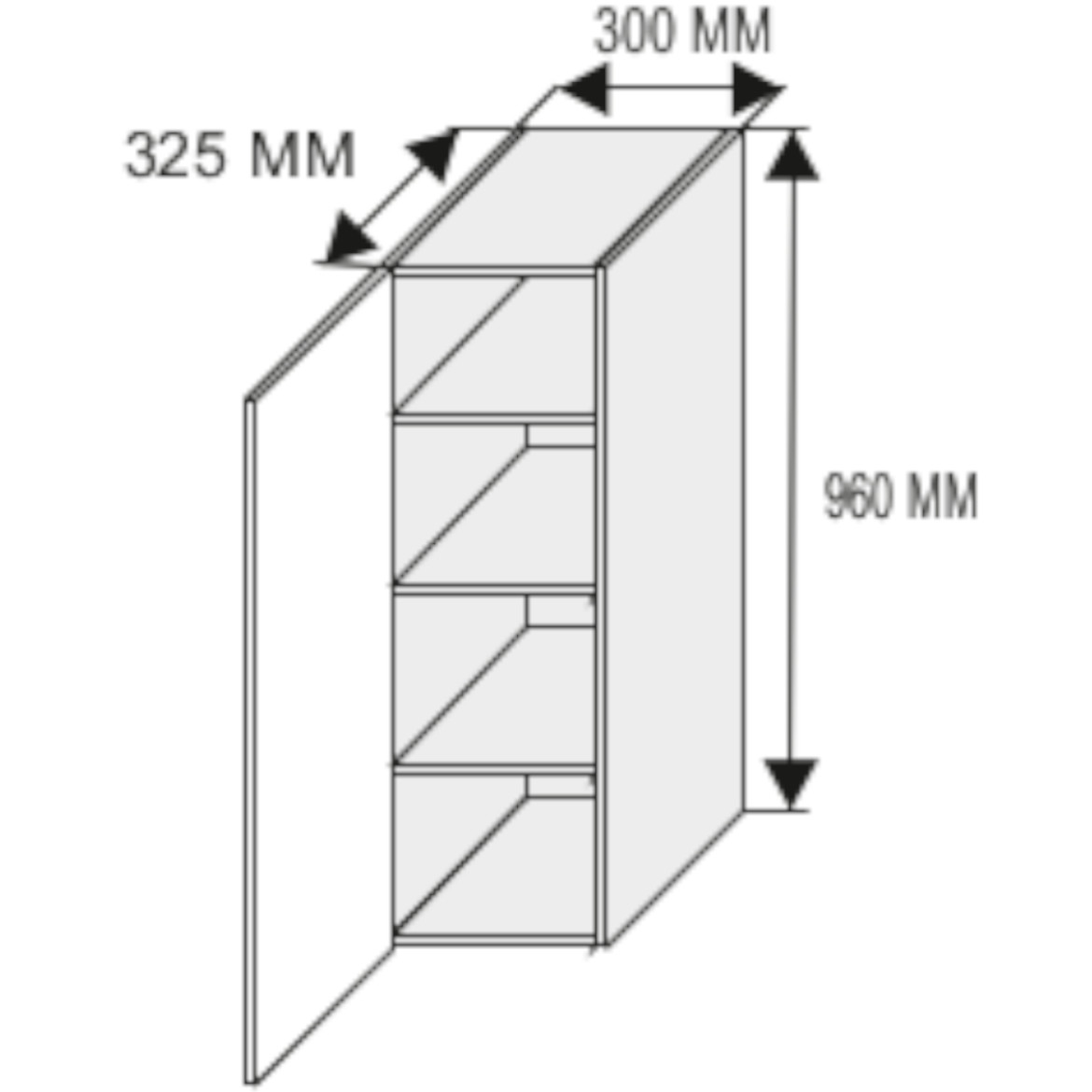 Kuhinjski element Emporium gornji W4 30cm 1 vrata svetlo siva/bela