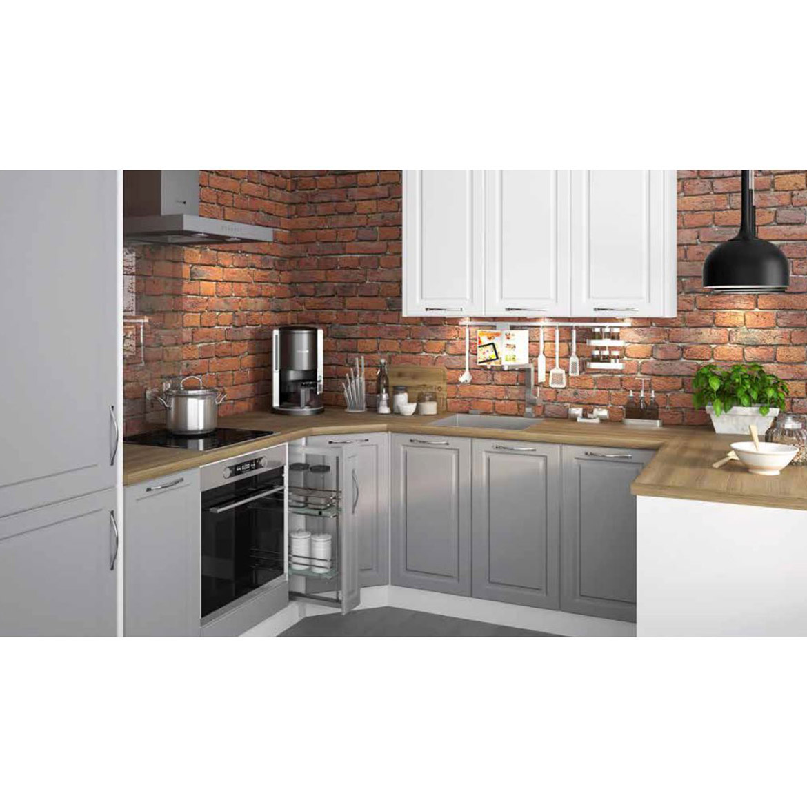 Kuhinjski element Emporium gornji W8B 90cm 1 vrata svetlo siva/bela